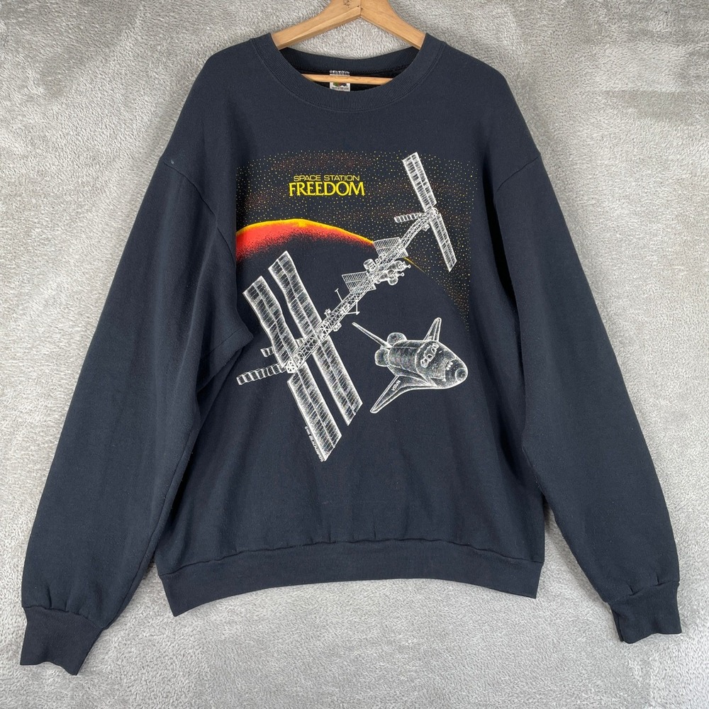 Vintage NASA Space Station Freedom Sweatshirt Mens 2XL 90s Astronomy Science